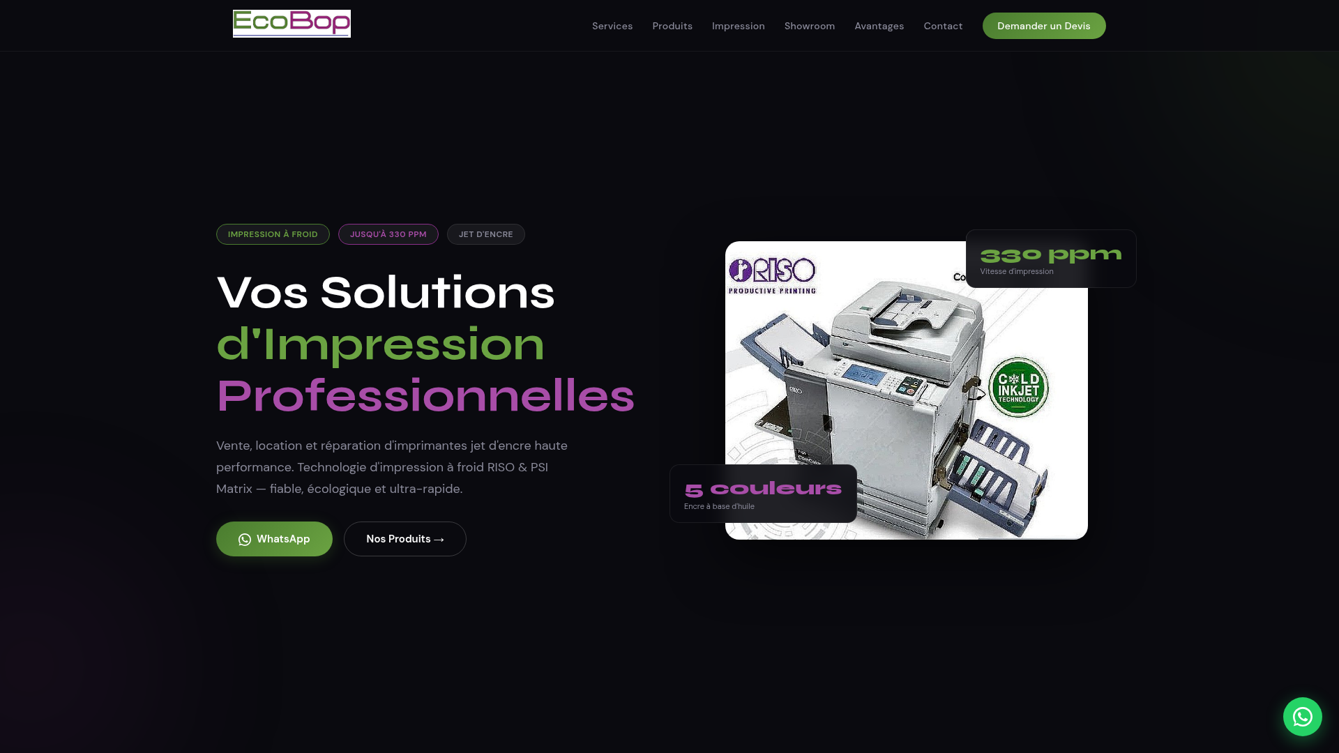 Site EcoBop réalisé par INVADERS — Impression & B2B